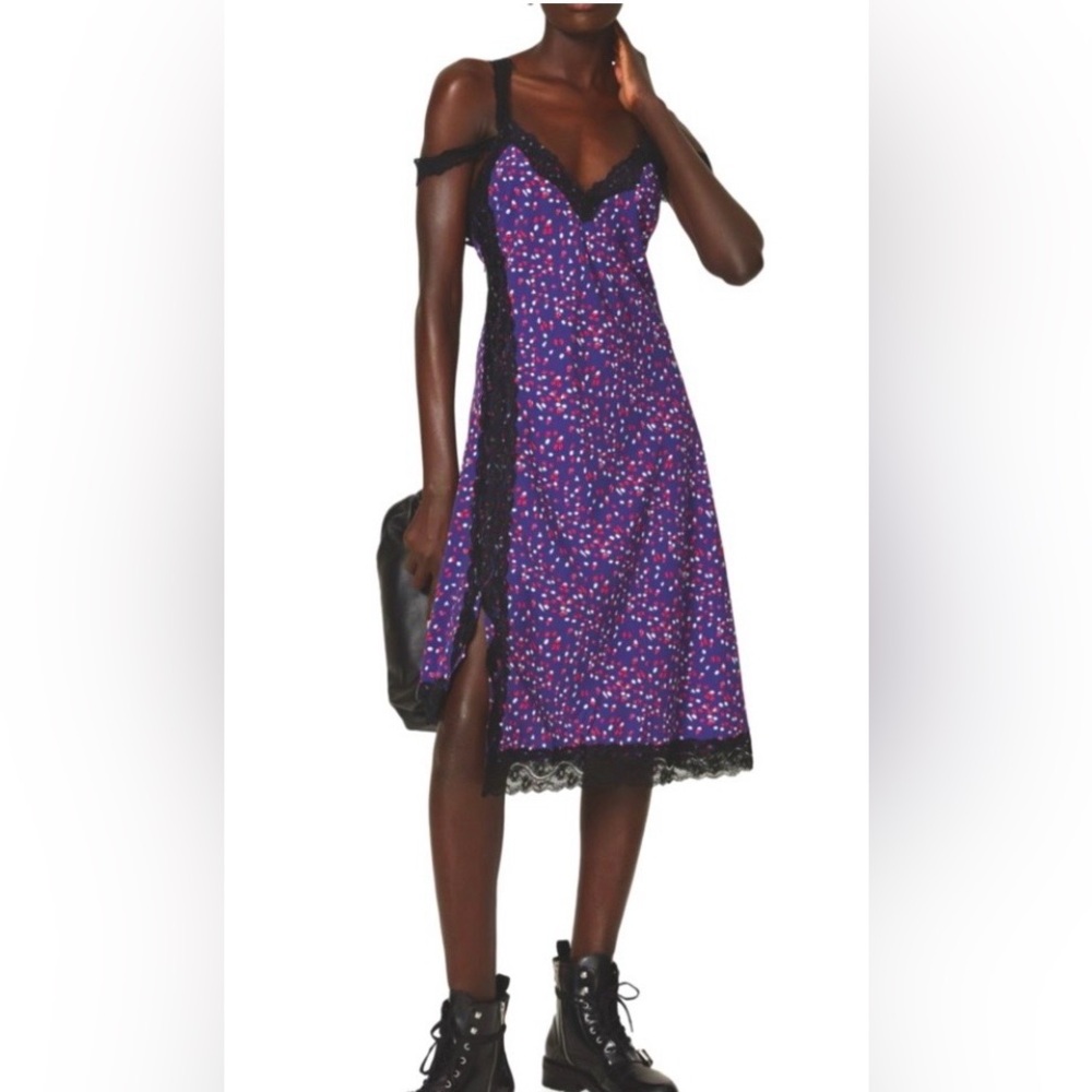 KOCHE Collective Lace Trim Printed Slip Dress. Size 4